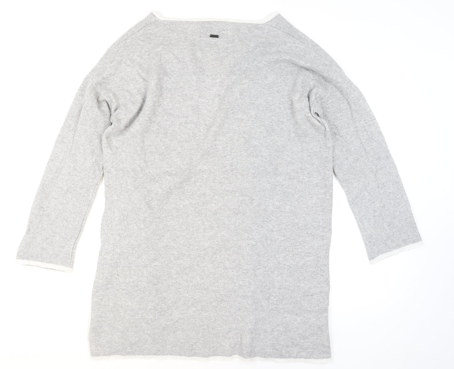 Barbour Women Grey Wool Blend Cardigan Jumper M Classic Open Knit