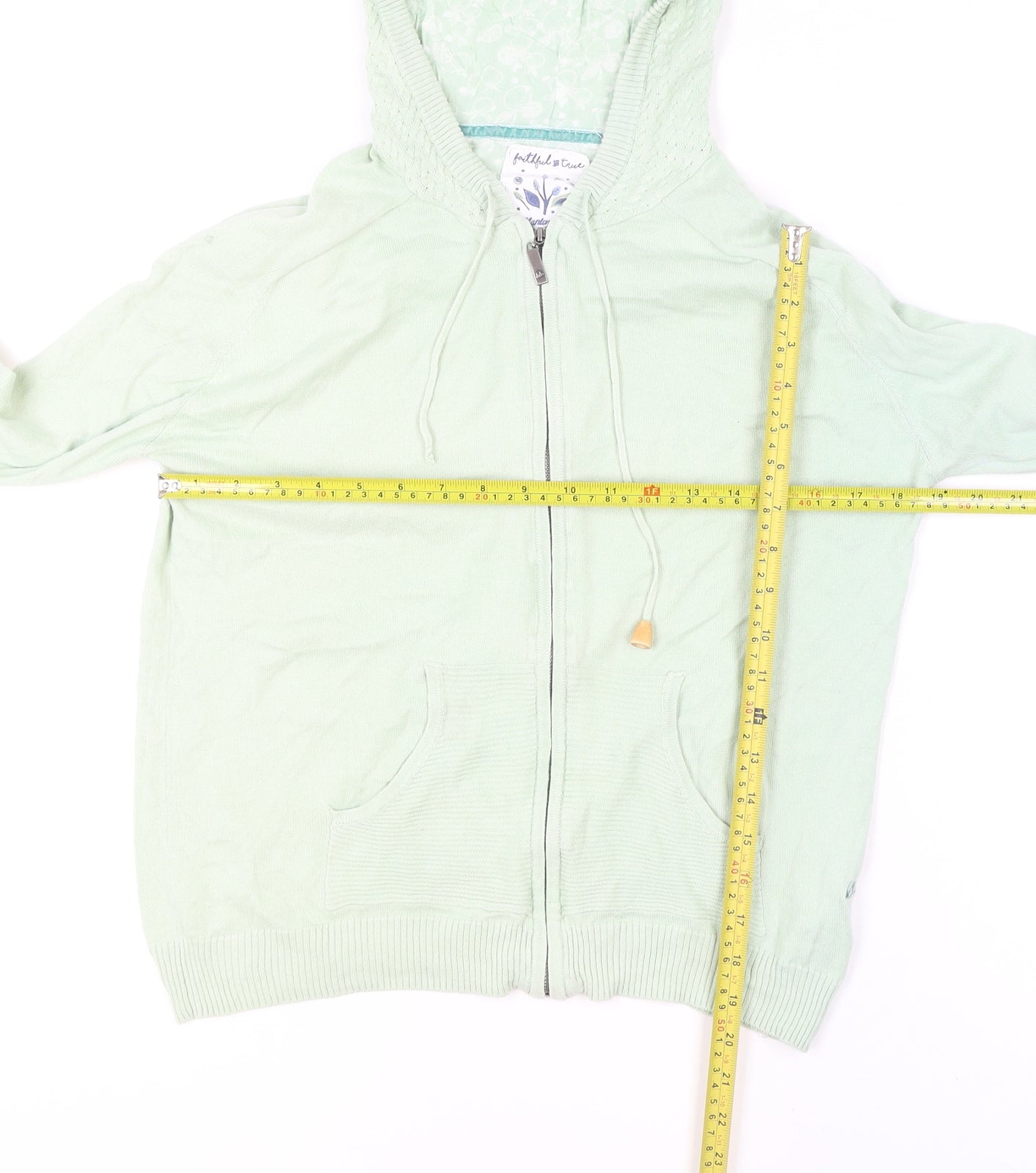 Mantaray Women’s Mint Green Full Zip Hoodie Size 10 Cotton Knit