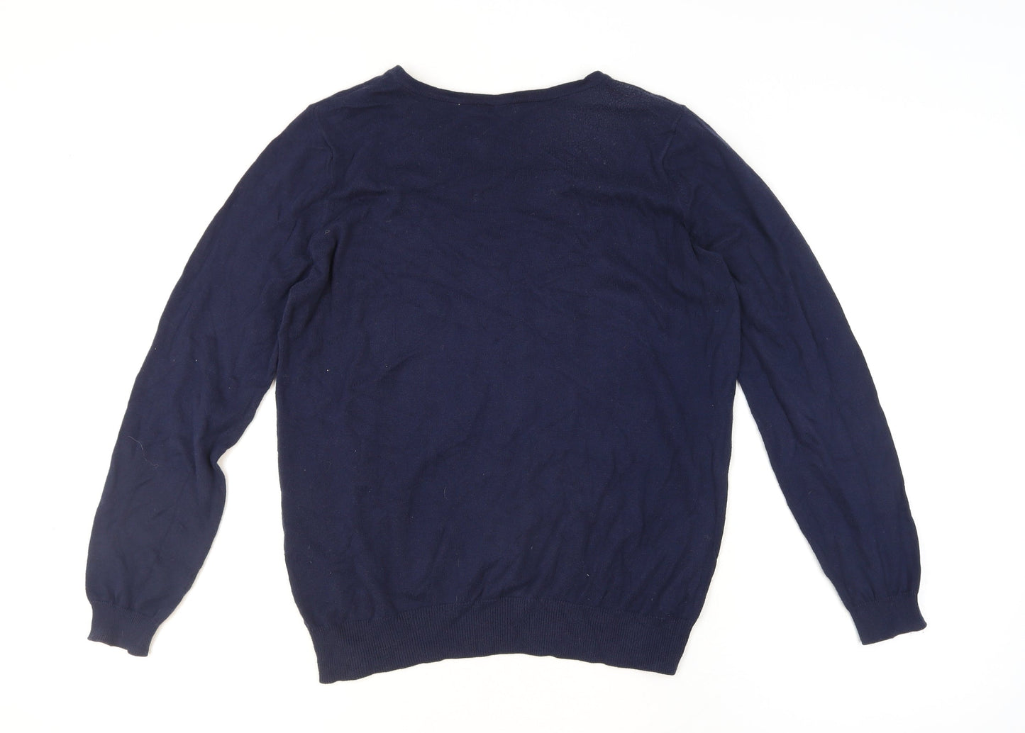 BHS Women's Blue Butterfly Cotton Long Sleeve Pullover Jumper Size 14