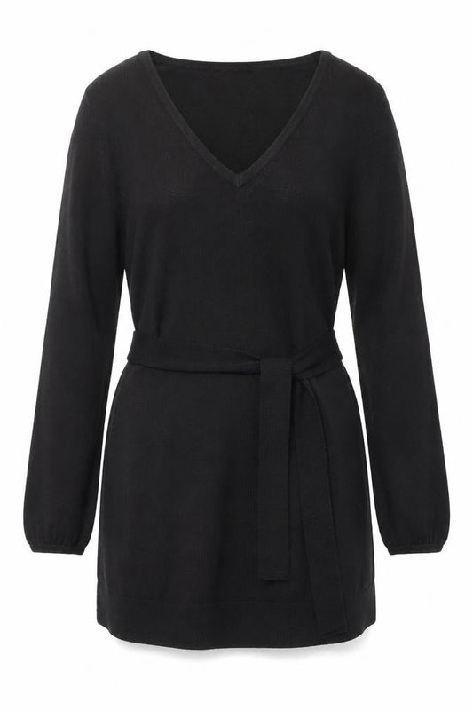 Marks & Spencer Women's Black Size 8 Knit Belted Wrap Dress