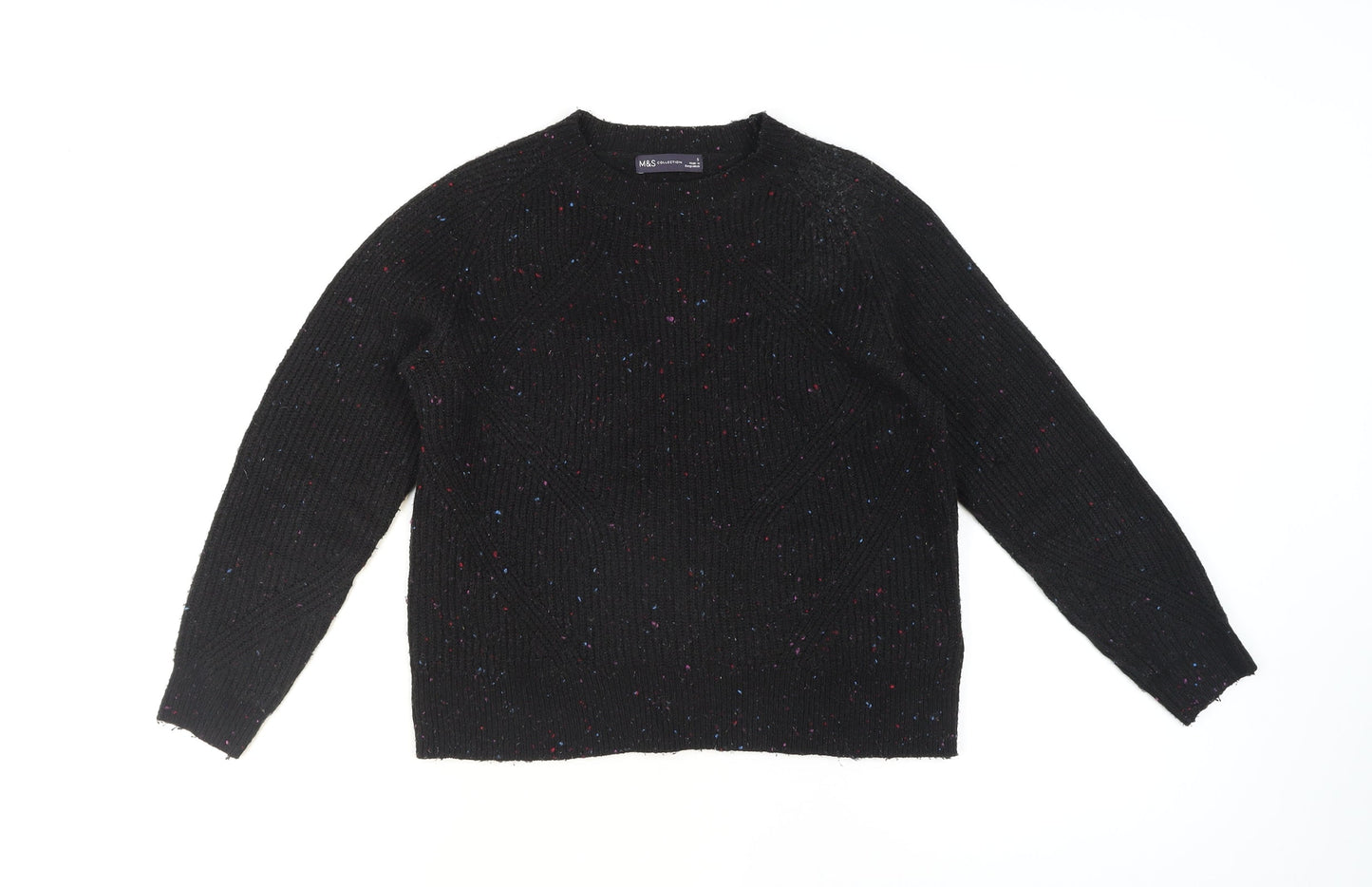 Marks and Spencer Womens Black Chunky Knit Wool Jumper Size S
