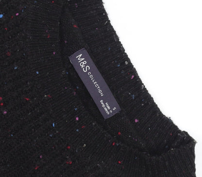 Marks & Spencer Womens Black Chunky Knit Wool Jumper Size S