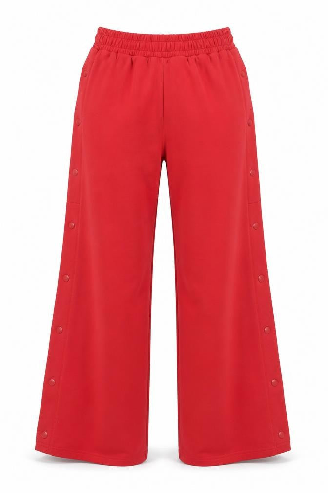 Next Women's Red Track Pants Size 6R Elastic Waist Snap Side