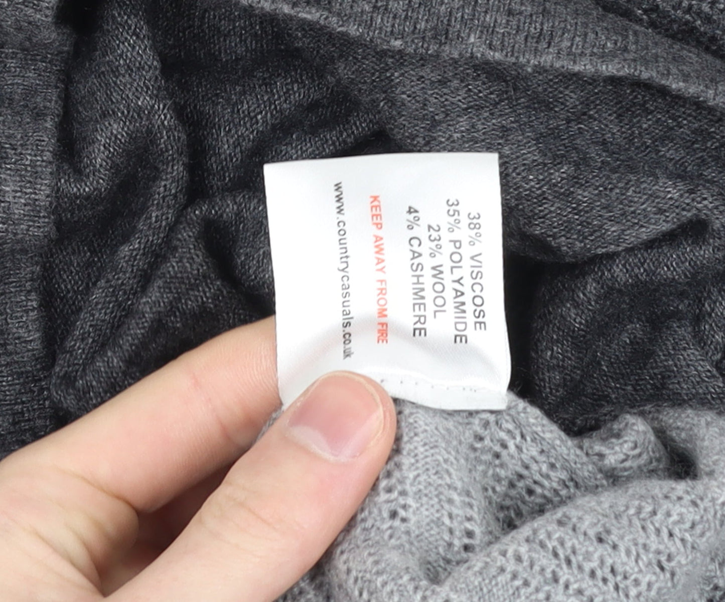 Country Casuals Women Grey Wool Blend Cardigan M Round Neck Knit