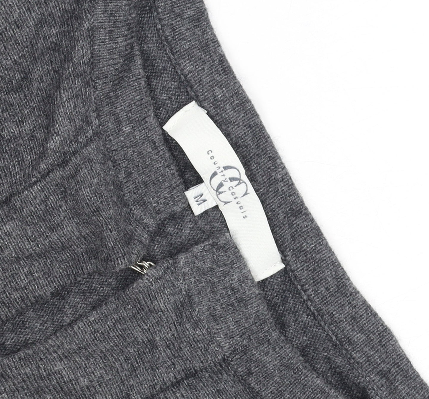 Country Casuals Women Grey Wool Blend Cardigan M Round Neck Knit
