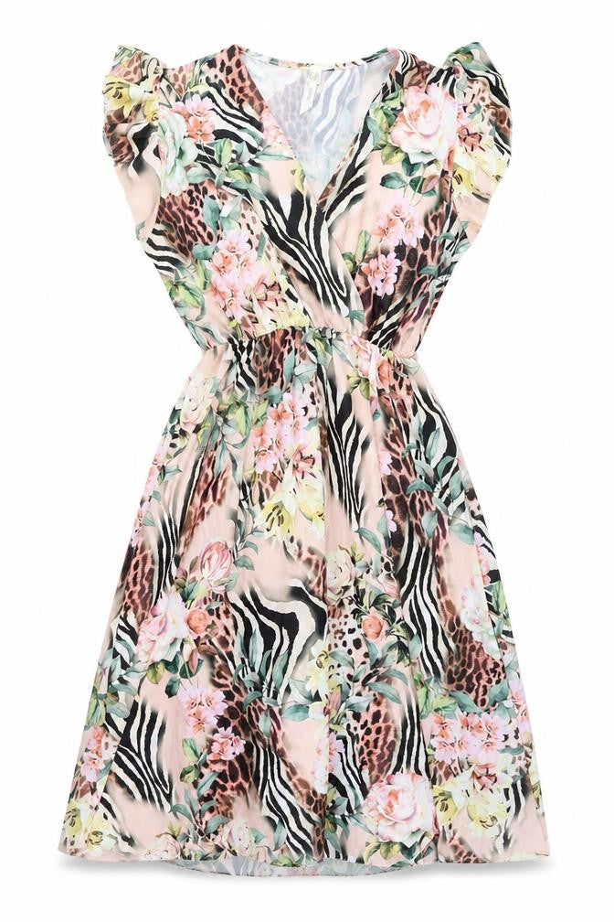 Stella Morgan Women’s Multicoloured Floral Animal Print Midi Wrap Dress S