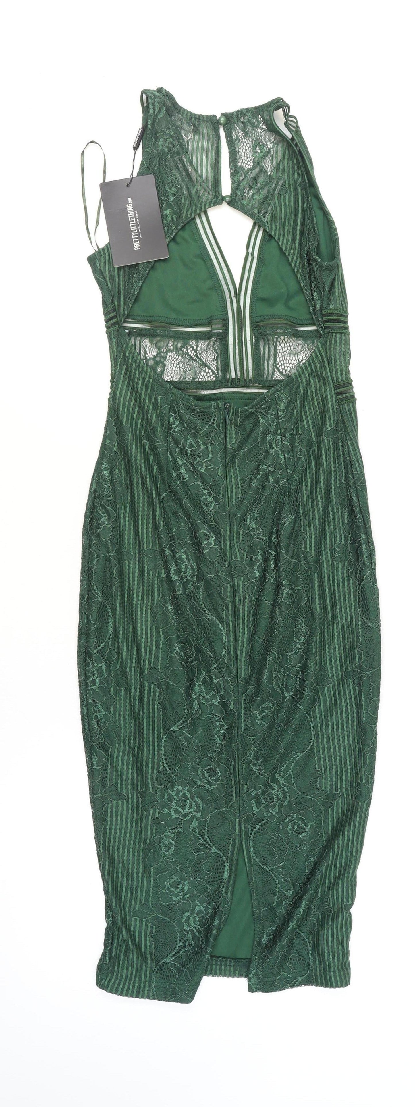 PrettyLittleThing Women’s Green Lace Bodycon Midi Dress Size 10