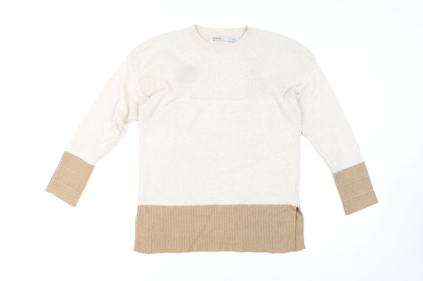 Oasis Unisex Beige Small Pullover Knit Crew Neck Jumper