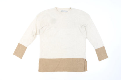 Oasis Mens Beige Small Pullover Knit Crew Neck Jumper