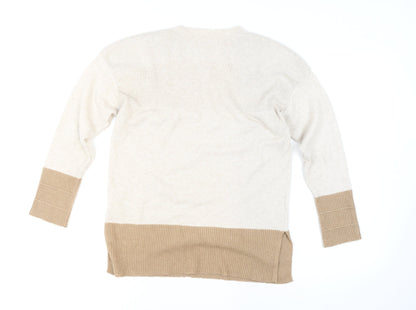 Oasis Mens Beige Small Pullover Knit Crew Neck Jumper