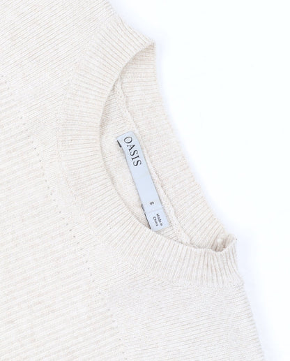 Oasis Mens Beige Small Pullover Knit Crew Neck Jumper