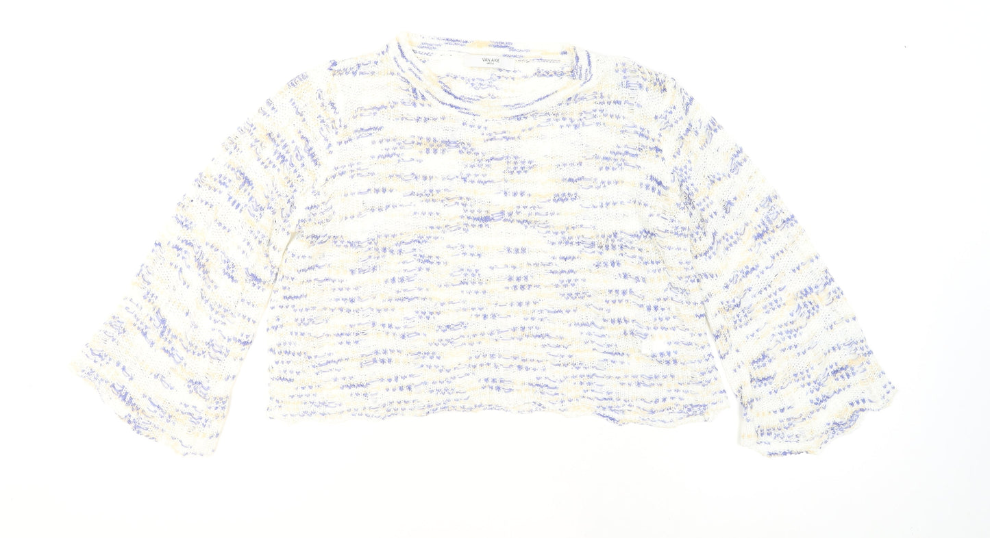 VAN AKE Women’s Multicoloured Open-Knit Pullover Jumper One Size