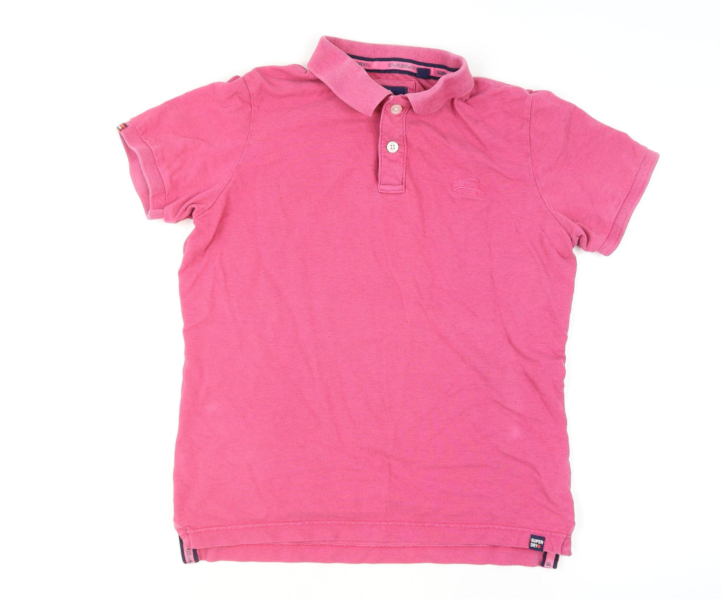 Superdry Men’s Pink Cotton Short Sleeve Polo Shirt Size L