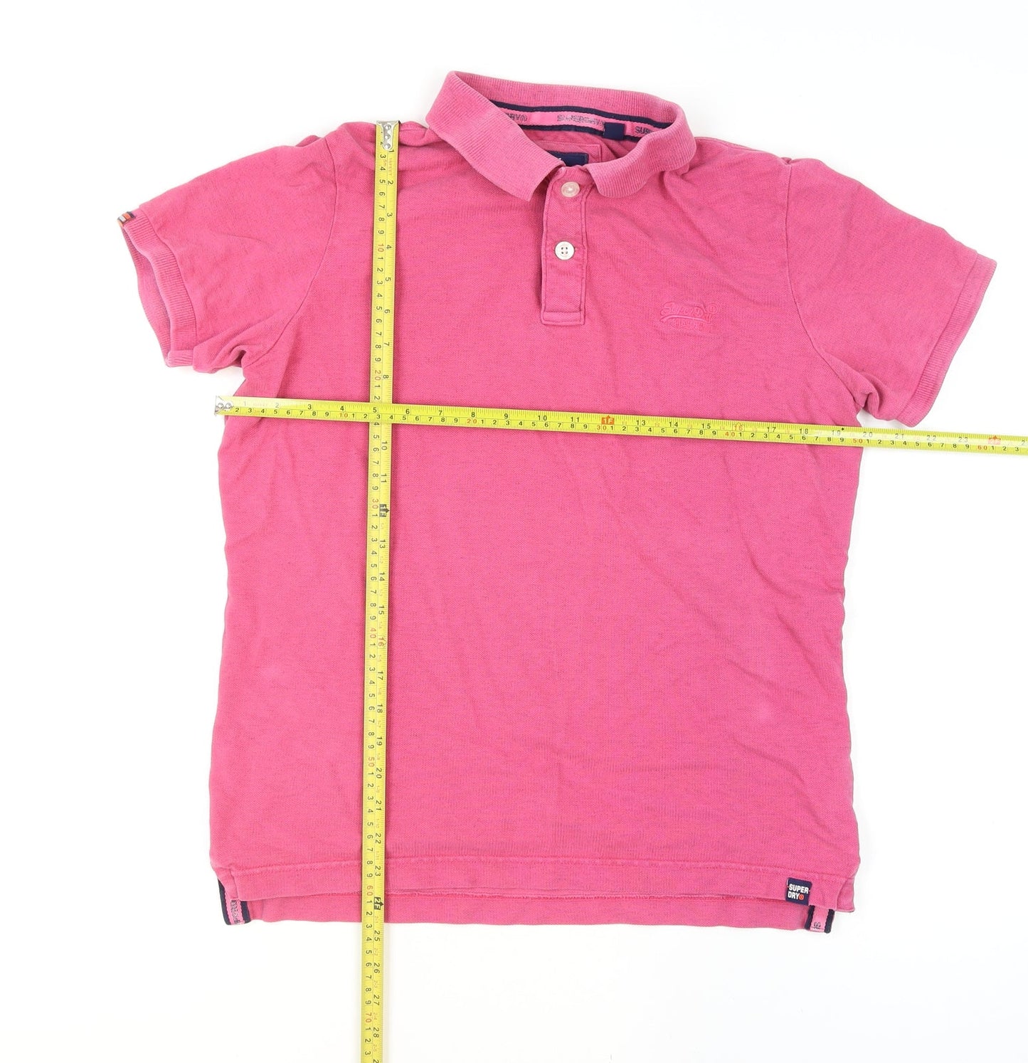Superdry Men’s Pink Cotton Short Sleeve Polo Shirt Size L