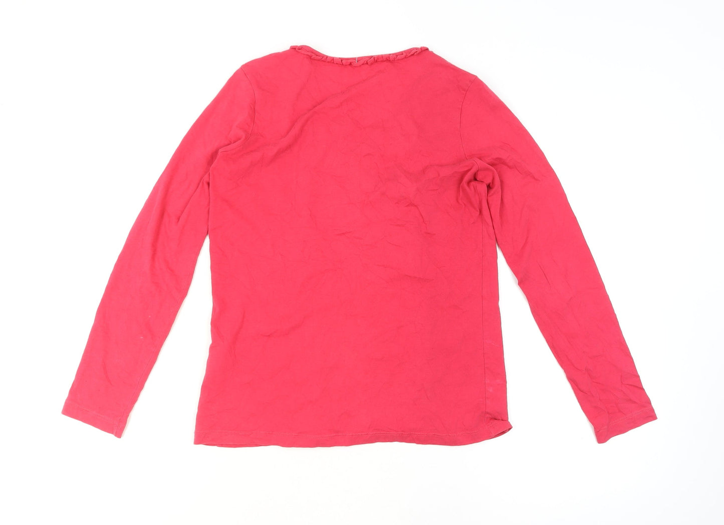 Lakeland Women's Pink Crochet Button Long Sleeve Tunic Blouse Size 12