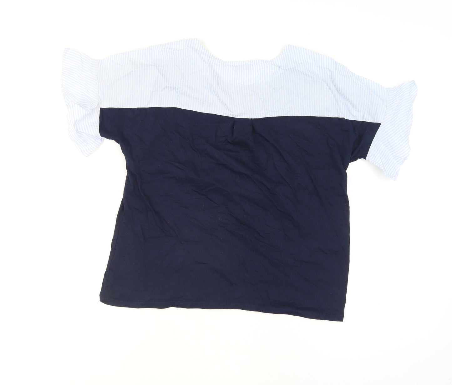 Warehouse Women's Blue Colourblock Cotton T-Shirt Size 12