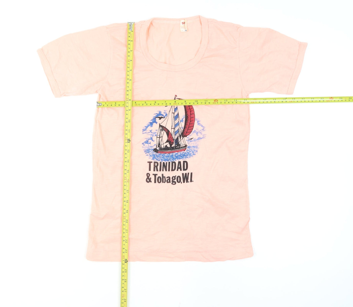 Sony Womens Pink Trinidad & Tobago Graphic T-Shirt Size S Vintage