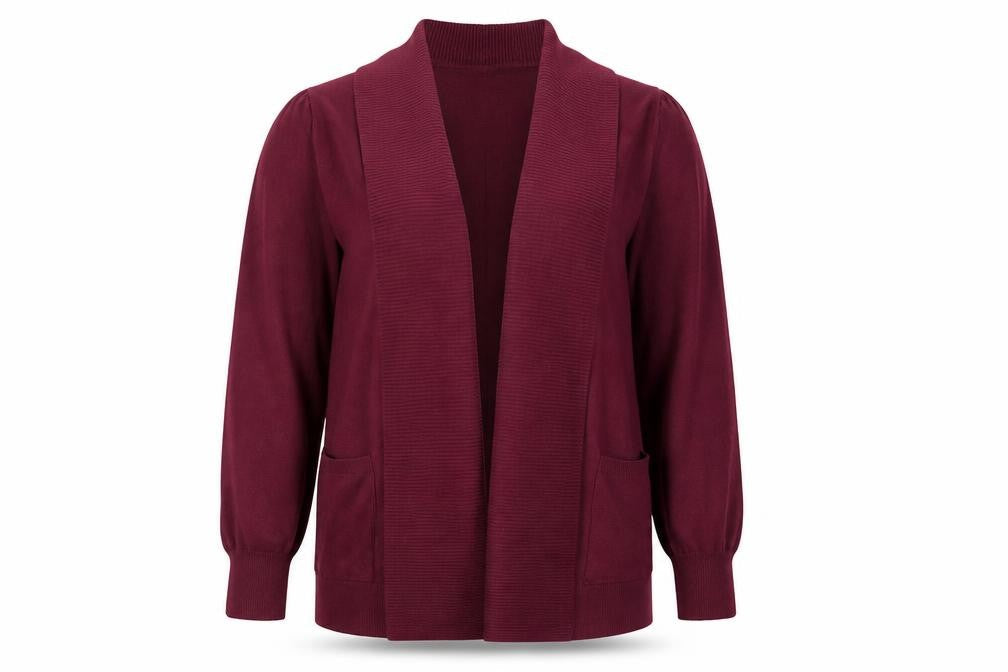 Marks & Spencer Women's Purple L Long Sleeve Open Knit Cardigan