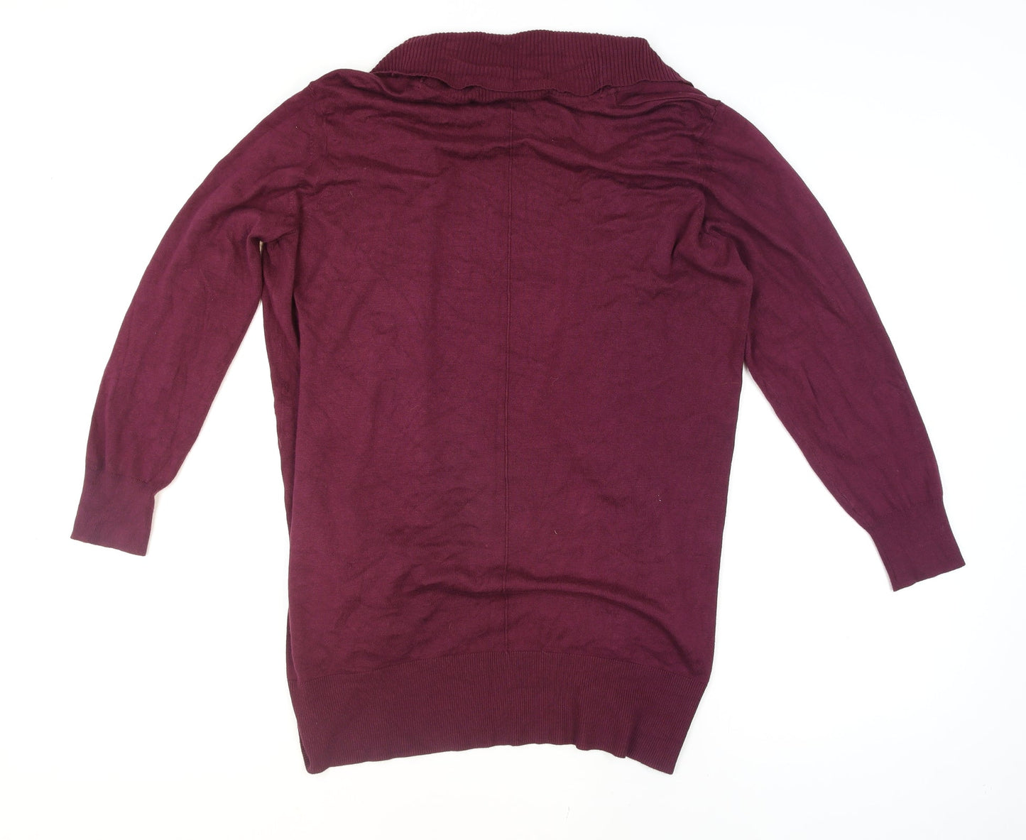 Marks and Spencer Women's Purple L Long Sleeve Open Knit Cardigan