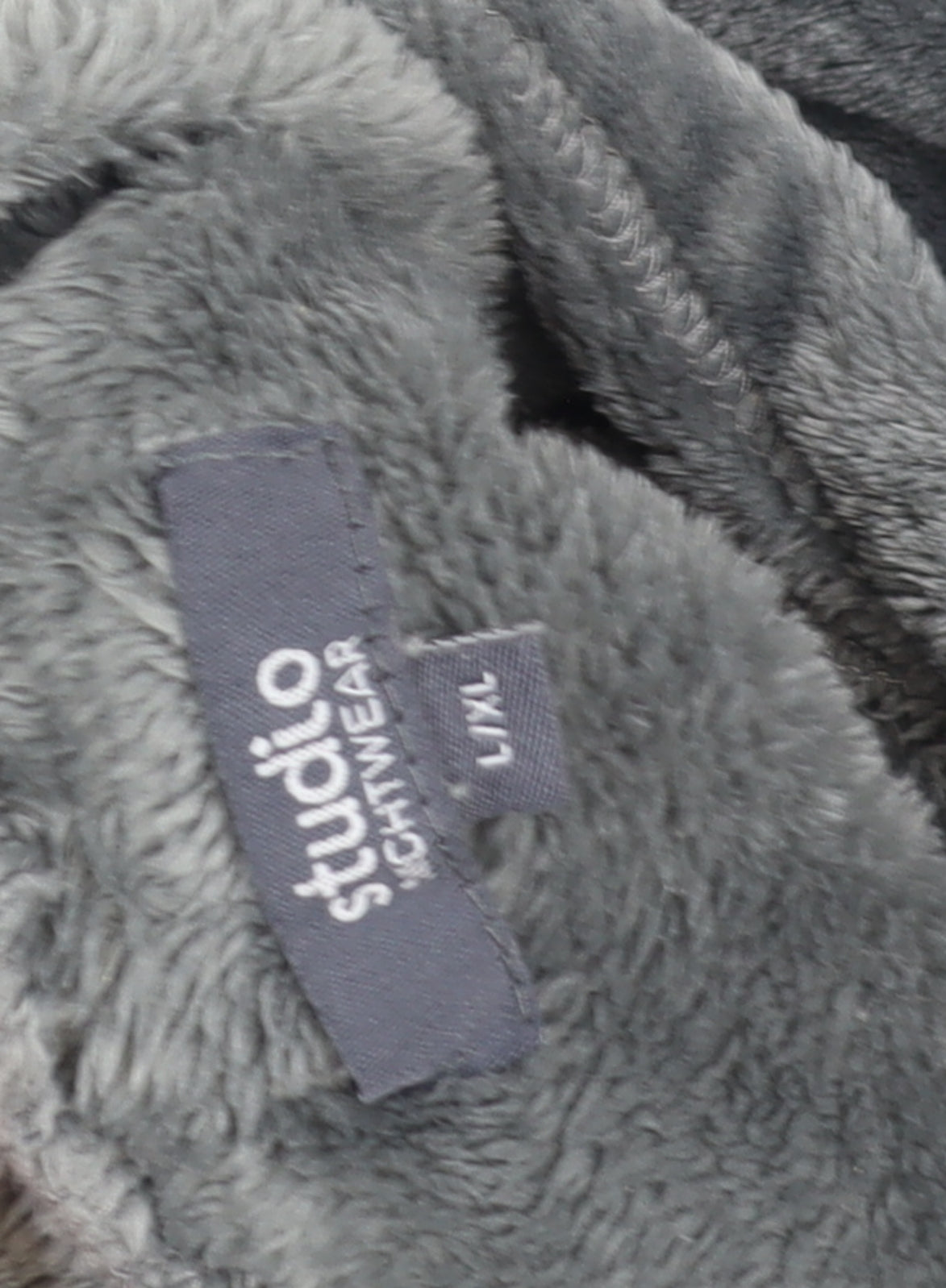 Studio Mens Grey Fleece Hooded Robe L/XL Winter Nightwear