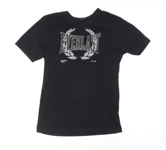 Everlast Men's Black Cotton Crew Neck Graphic Sports T-Shirt Size S