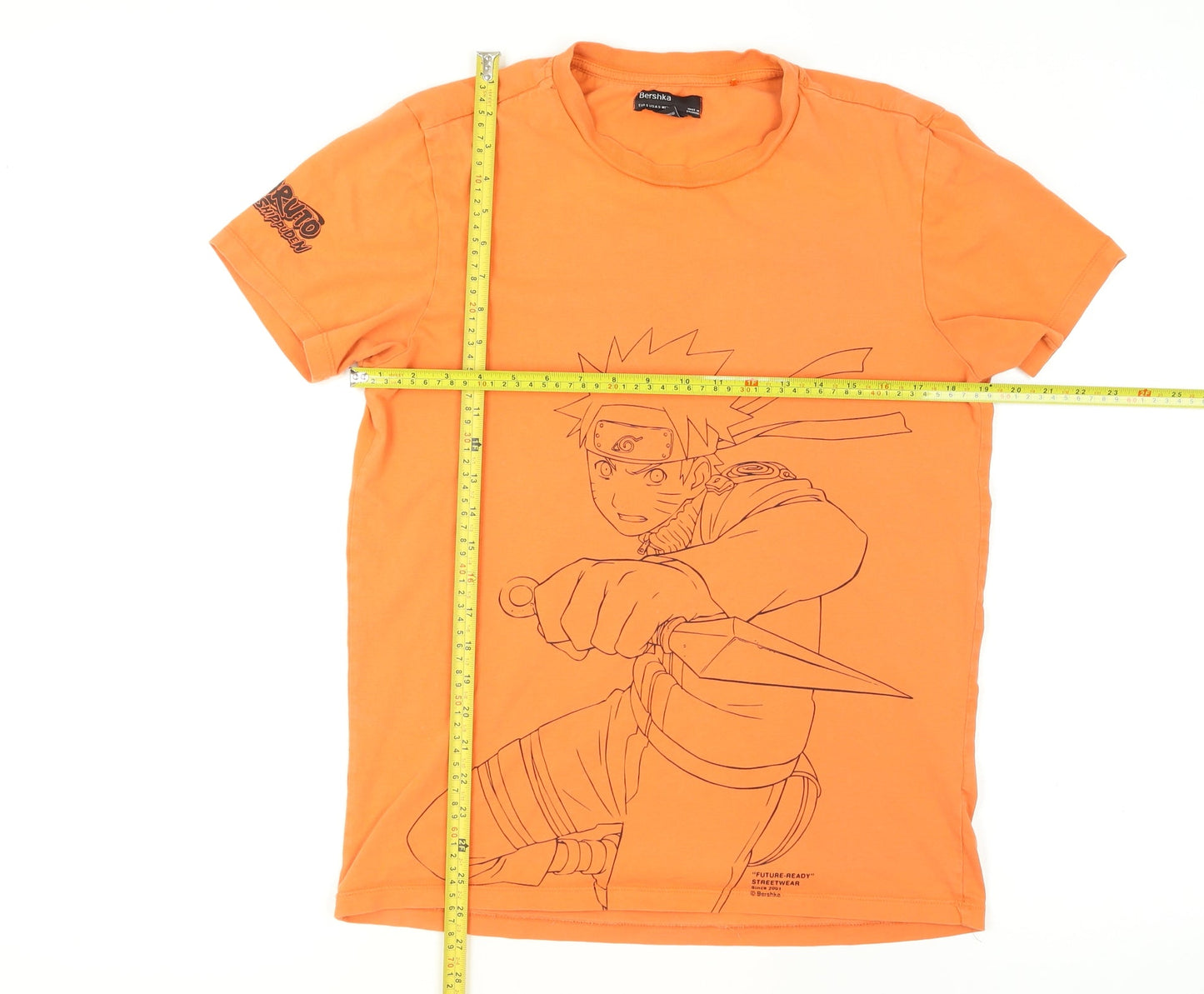 Bershka Men’s Orange Naruto Graphic Anime Short Sleeve T-Shirt Size S