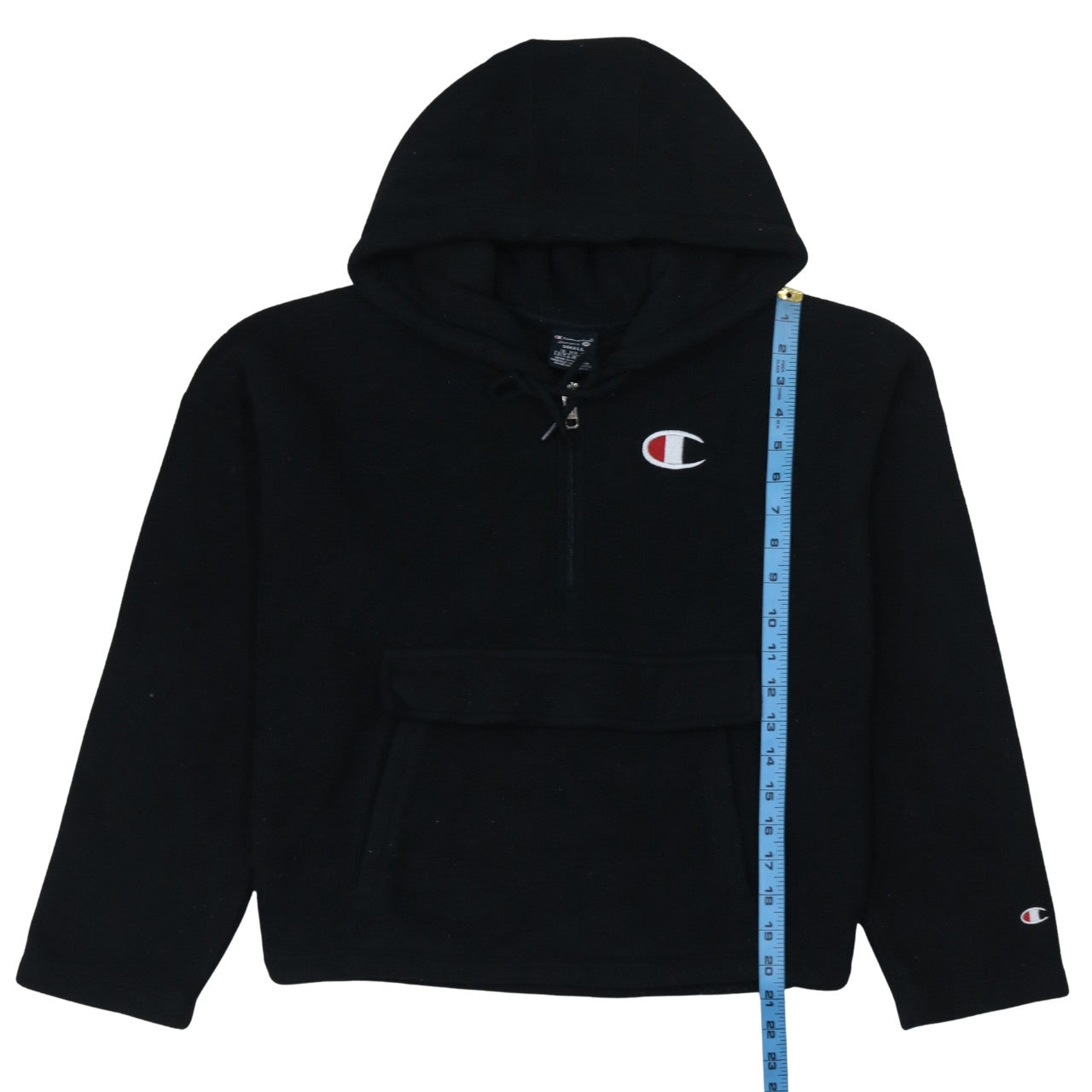 Champion Women Black Small 1/4 Zip Fleece Hoodie Pullover Casual