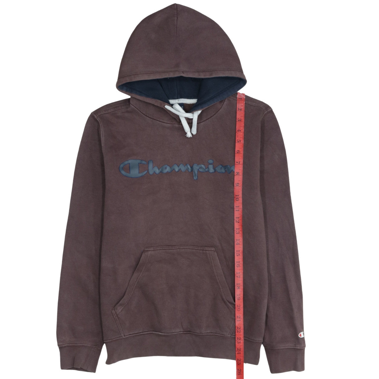 Champion Men's Brown Small Pullover Hoodie with Logo Print