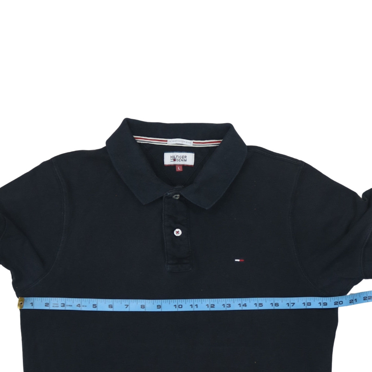 Tommy Hilfiger Men’s Black Cotton Polo Shirt Size L Classic Fit