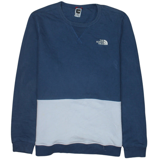 The North Face Men's Blue Colour Block Cotton Pullover Sweatshirt L