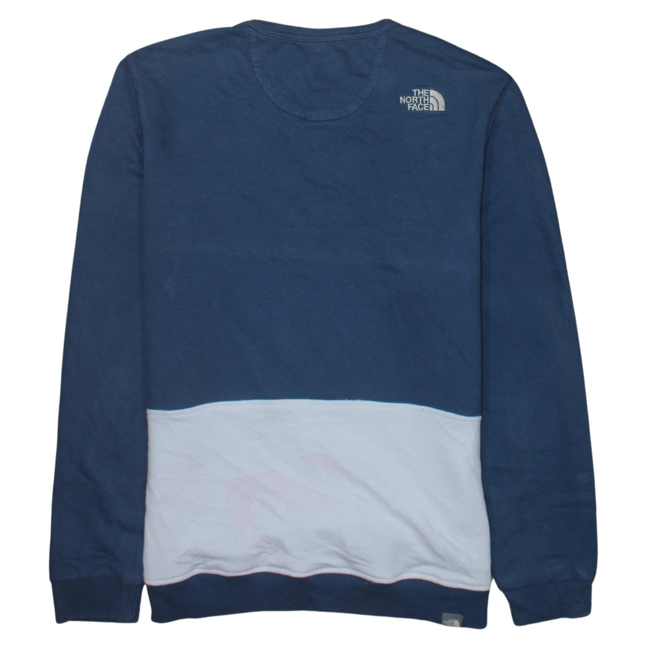 The North Face Men's Blue Colour Block Cotton Pullover Sweatshirt L