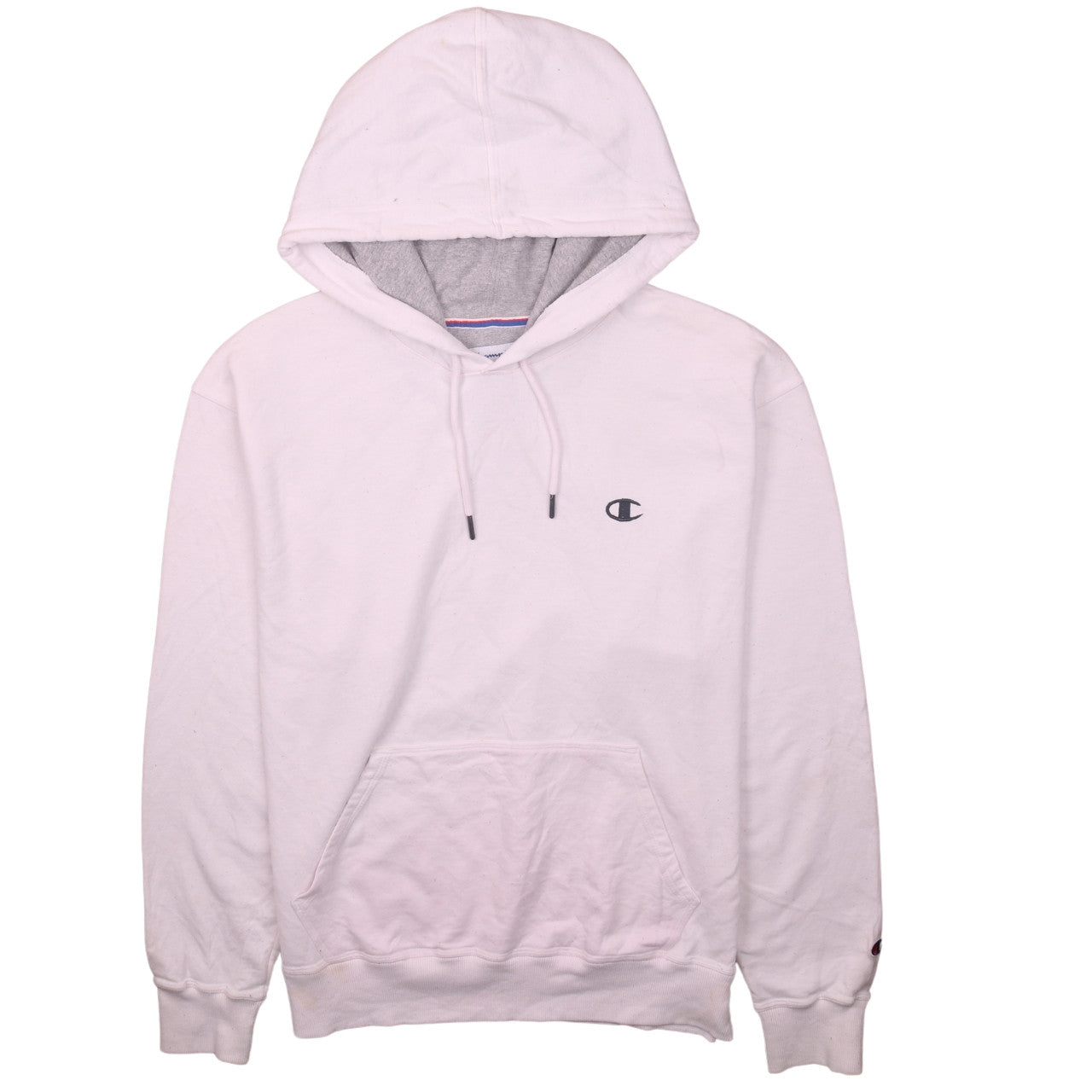 Champion Men's White Pullover Hoodie M Regular Fit Logo Fleece