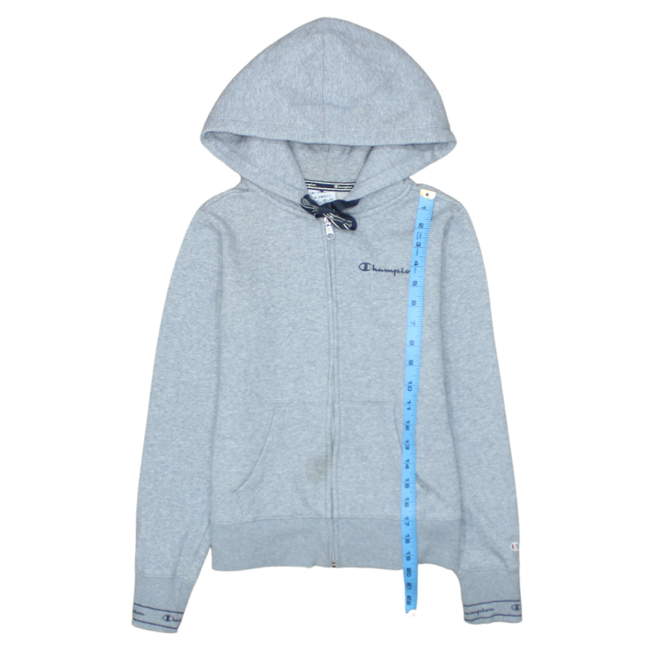 Champion Womens Grey XS Full Zip Hoodie Fleece Cotton Blend