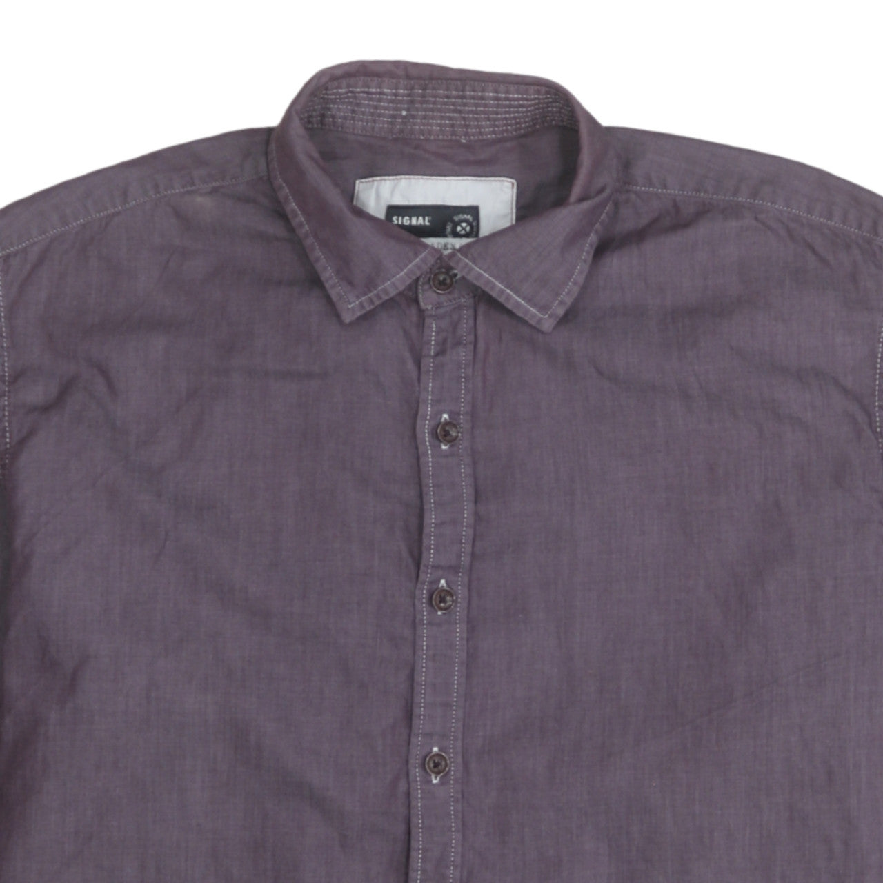 Signal Men's Purple Long Sleeve Regular Fit Cotton Button-Up Shirt L