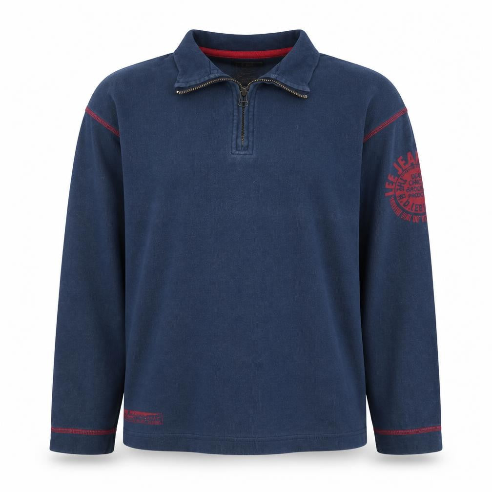 Lee Mens Blue 1/4 Zip Cotton Sweatshirt L Long Sleeve Vintage