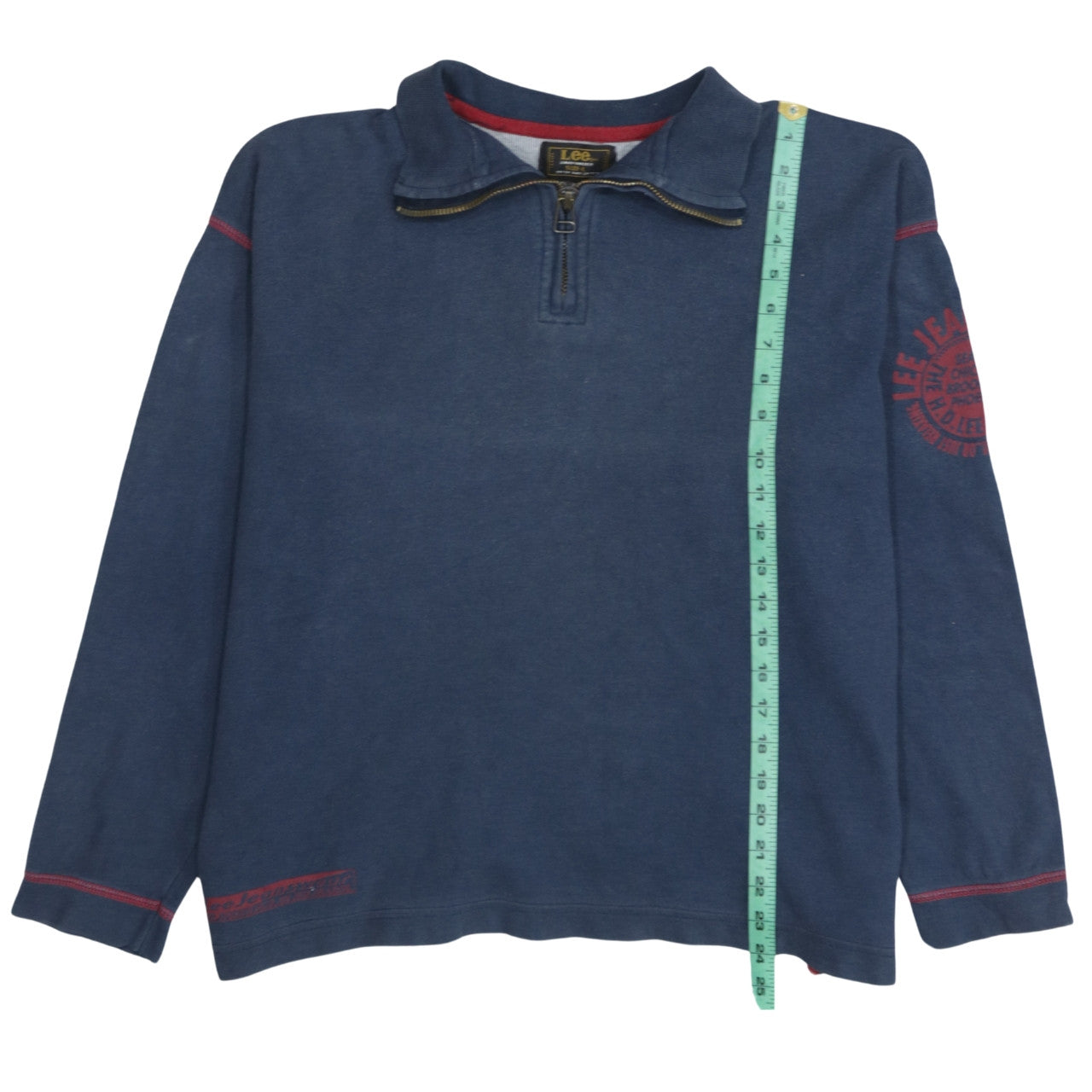 Lee Mens Blue 1/4 Zip Cotton Sweatshirt L Long Sleeve Vintage