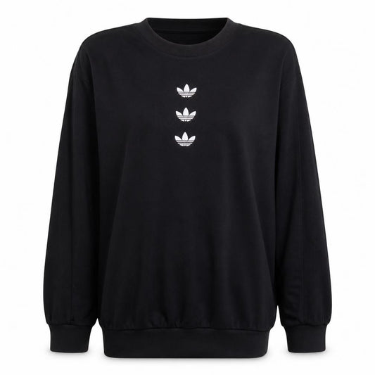 Adidas Women Black Size 12 Pullover Sweatshirt with Logo Detail