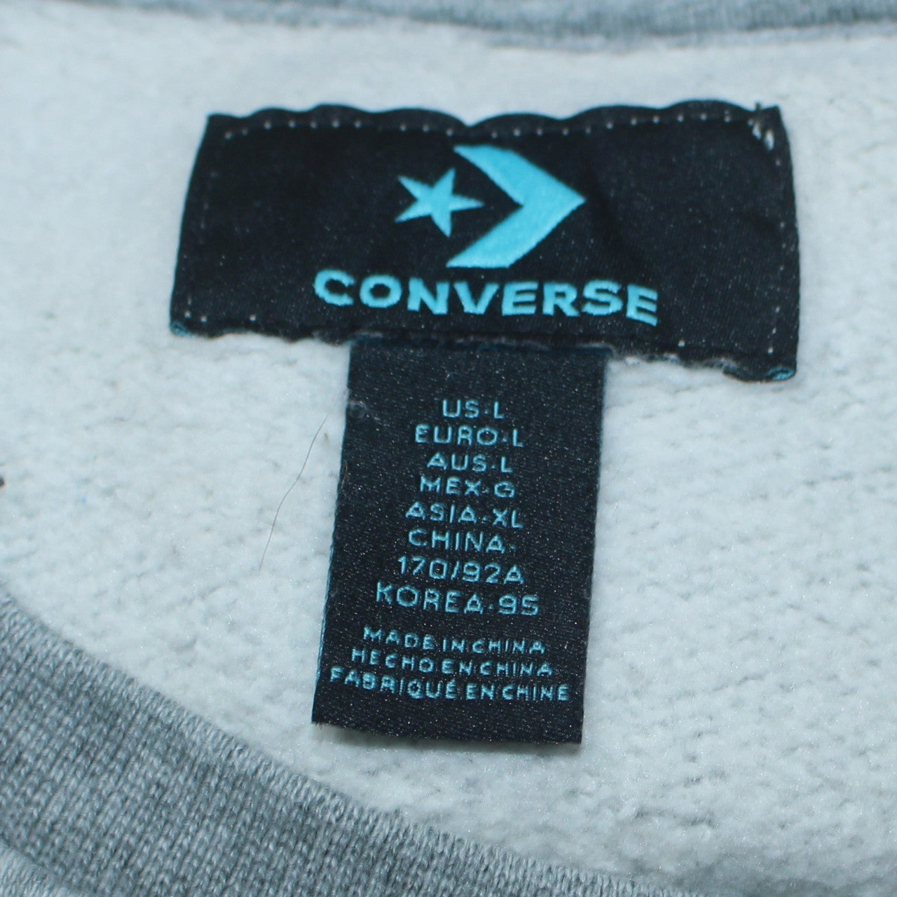 Converse Mens Grey L Crew Neck Pullover Fleece Sweatshirt