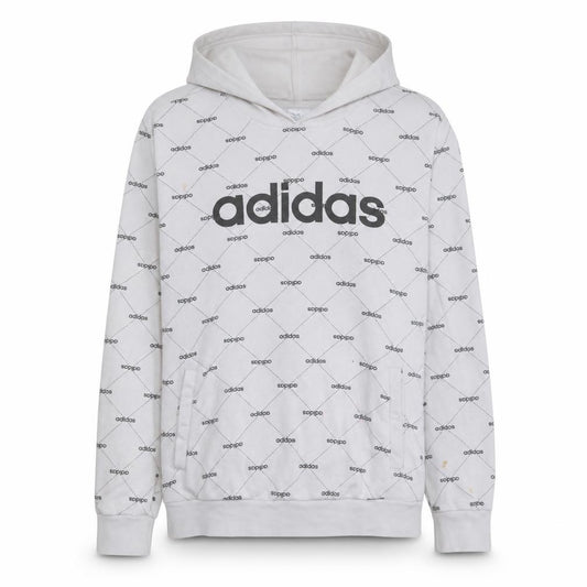 Adidas Women White Logo Print Pullover Hoodie XL