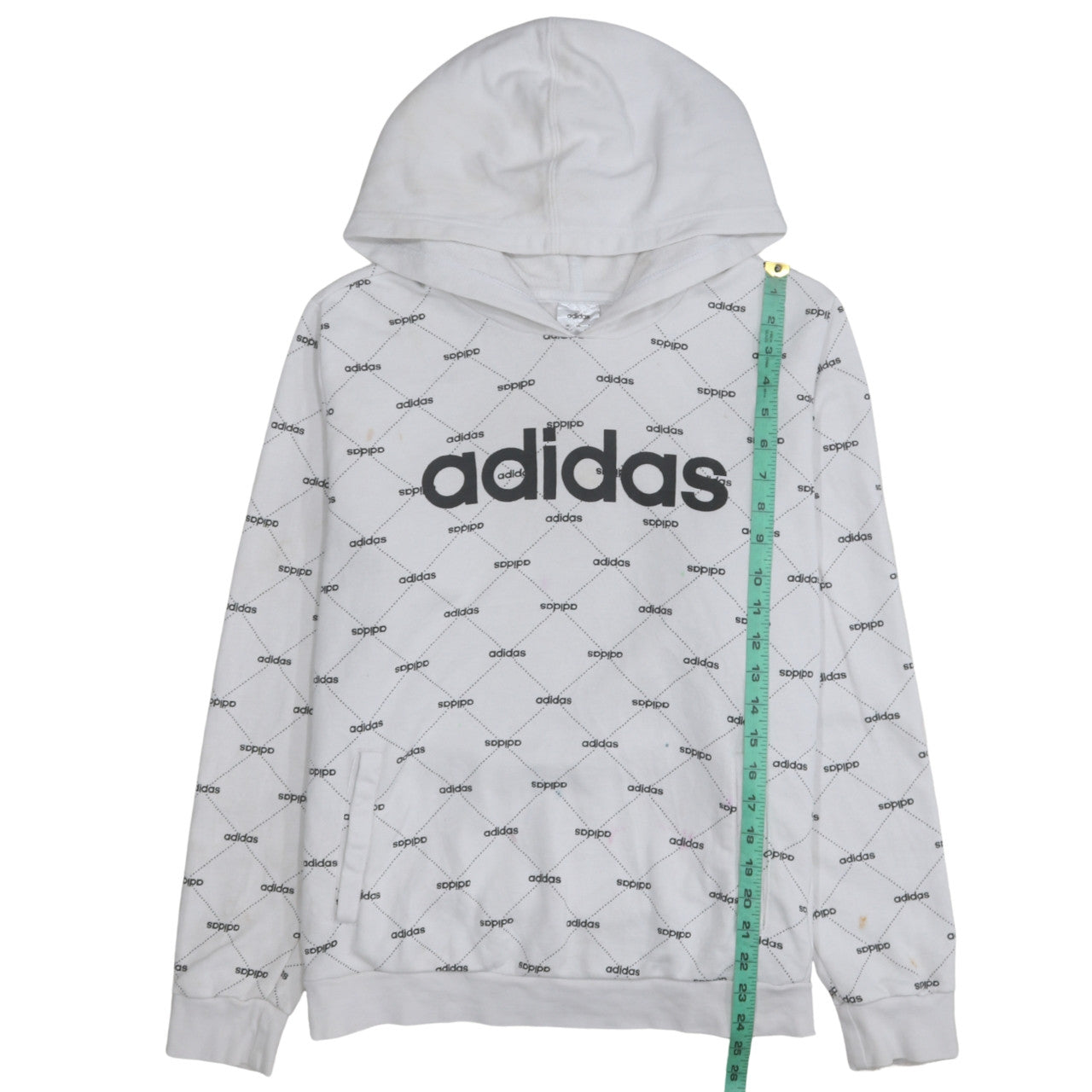 Adidas Women White Logo Print Pullover Hoodie XL