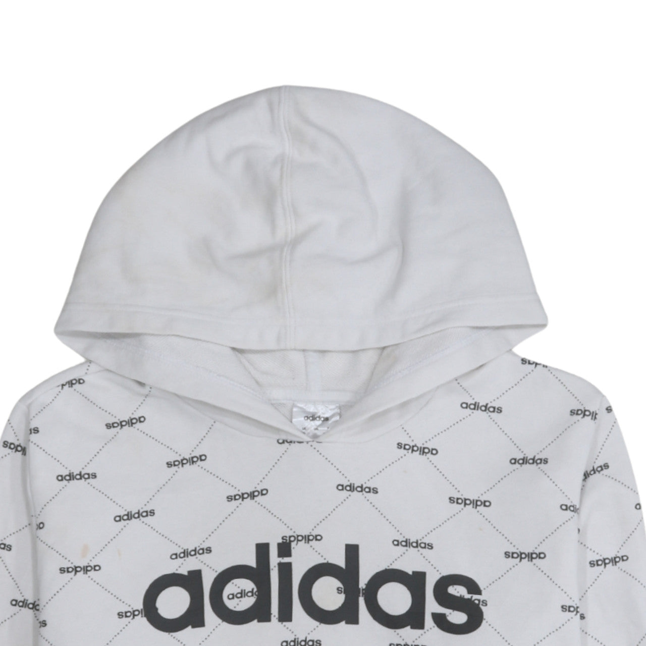 Adidas Women White Logo Print Pullover Hoodie XL
