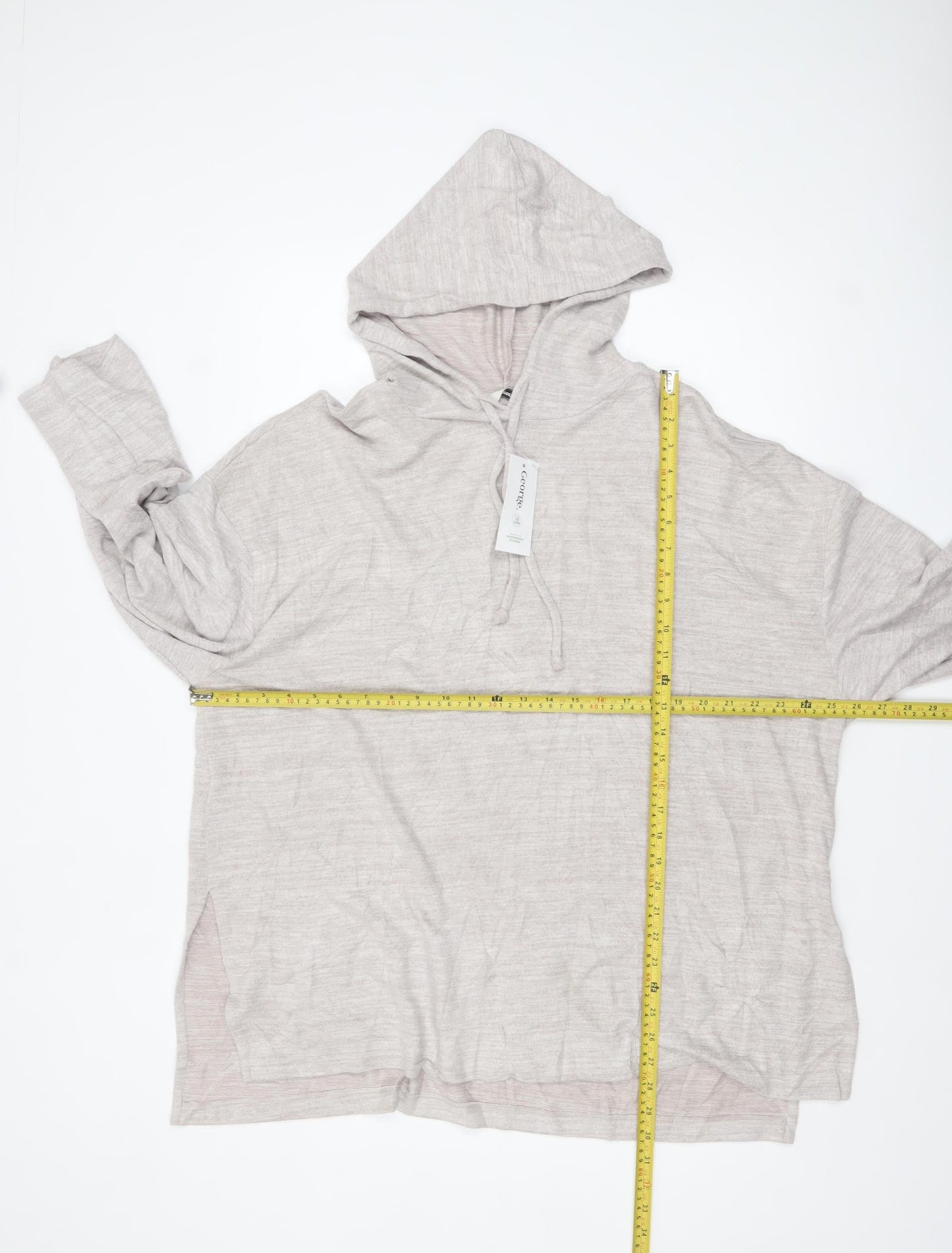 George Womens Beige XL Hooded Pullover Sweatshirt Viscose Blend