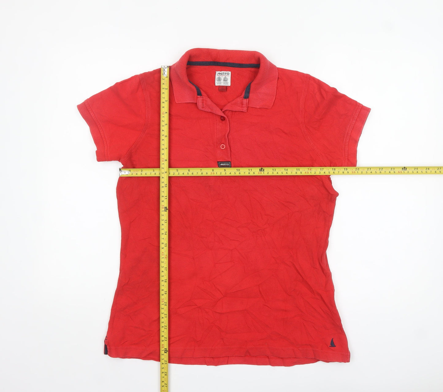 Musto Women's Red Polo Shirt Size 14 Short Sleeve 100% Cotton