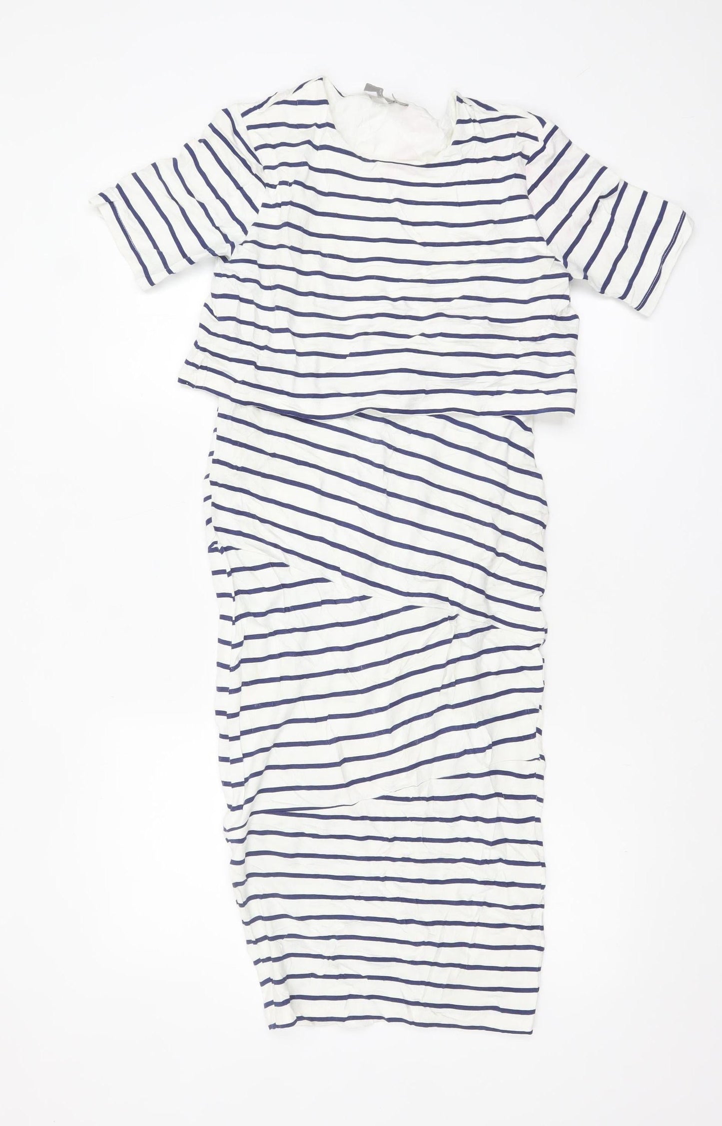 ASOS Women’s White Blue Striped Bodycon Midi Dress Size 6