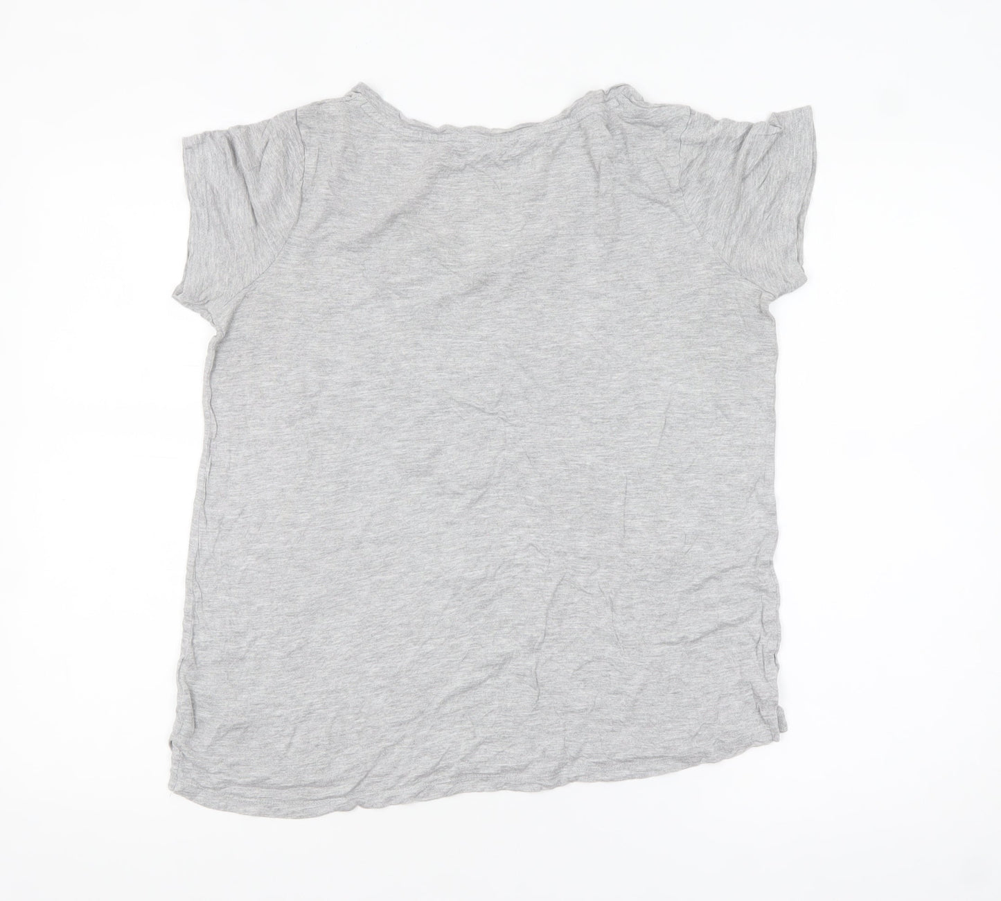 Next Women’s Grey Beaded Star T-Shirt Size 12 Short Sleeve Viscose