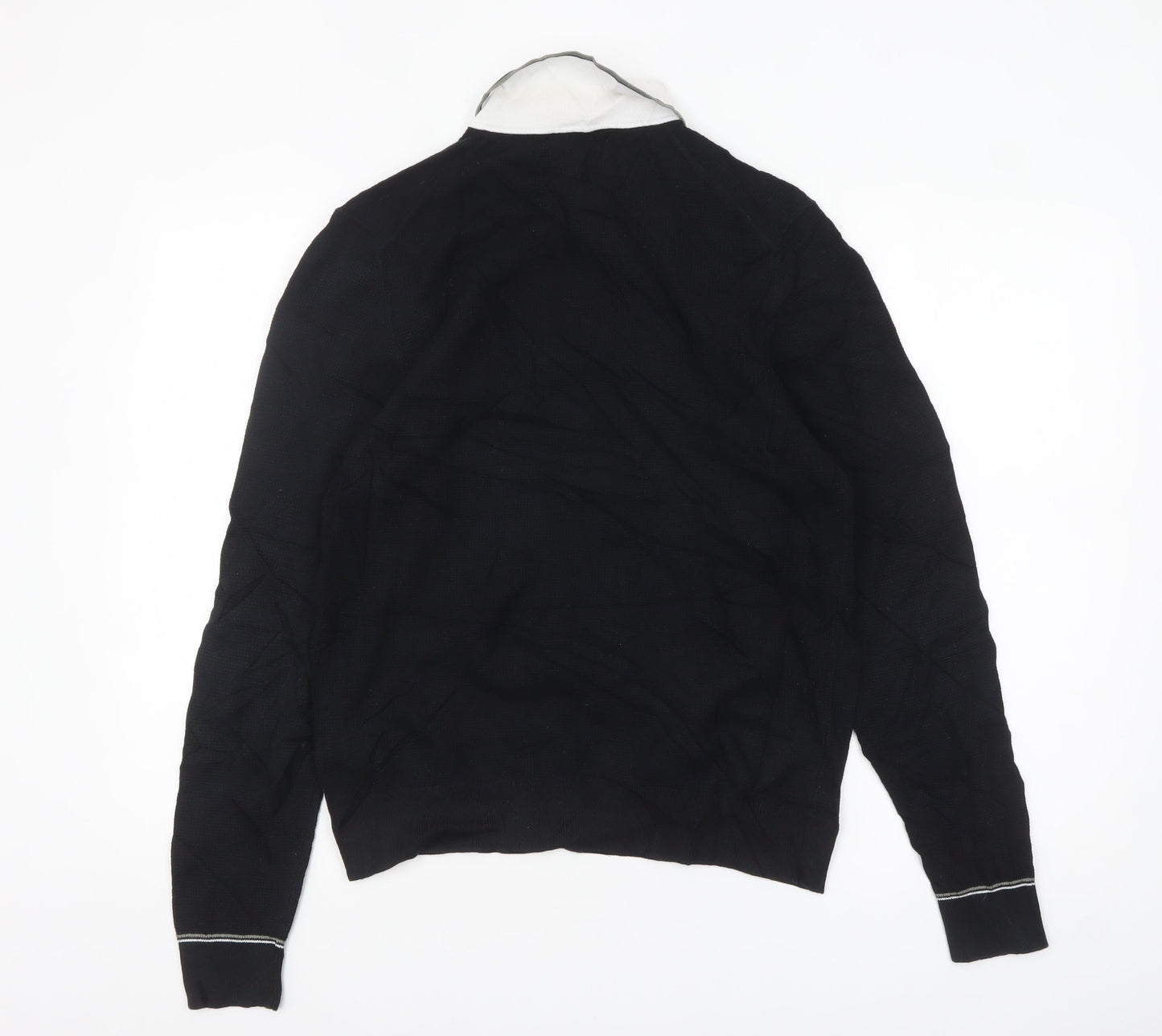 Marks and Spencer Men's Black Long Sleeve Cotton Polo Size S