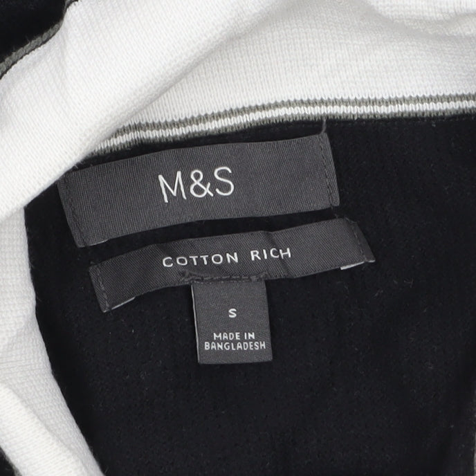 Marks and Spencer Men's Black Long Sleeve Cotton Polo Size S