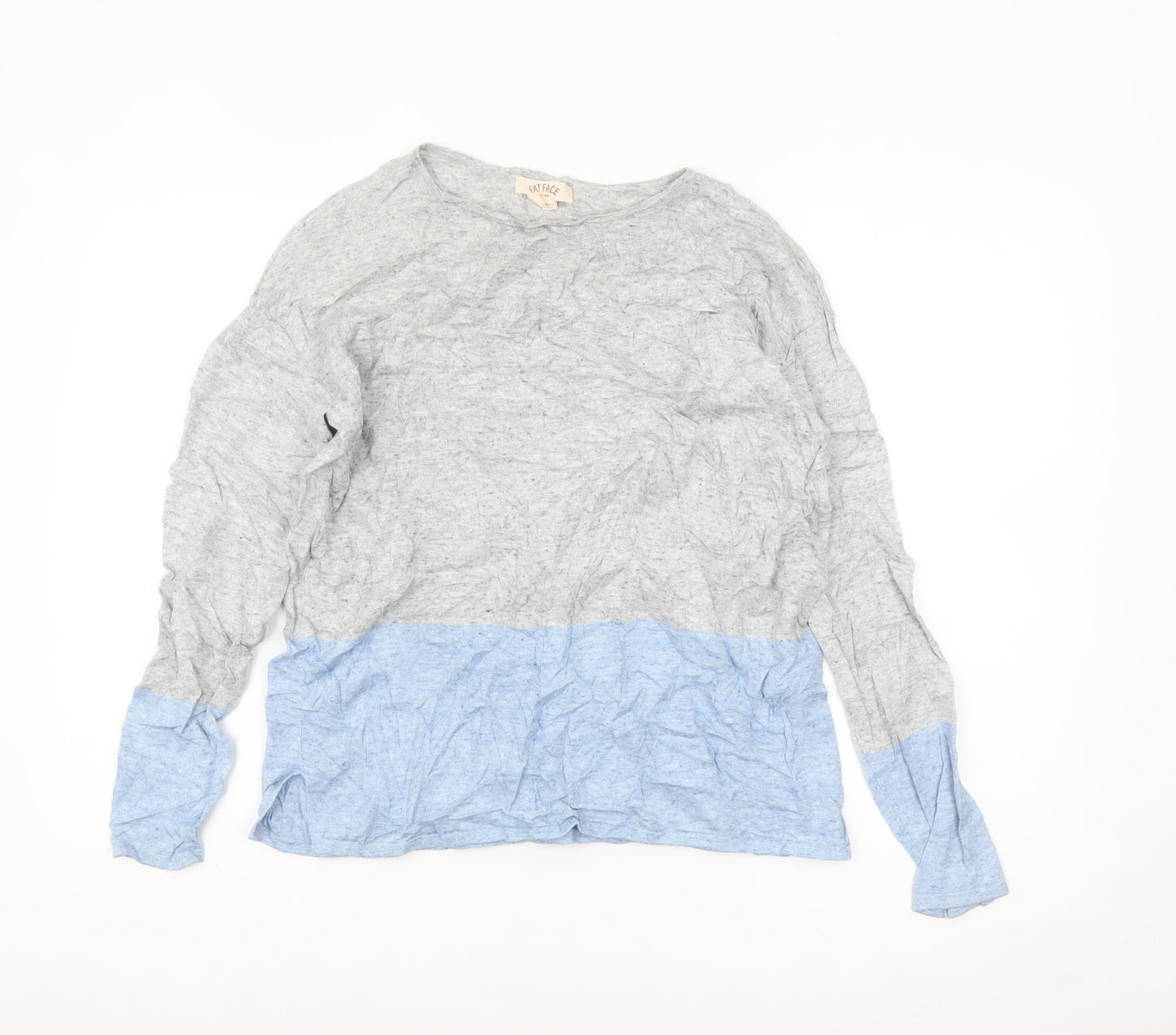 Fat Face Women's Grey Blue Cotton Pullover Jumper Size 10