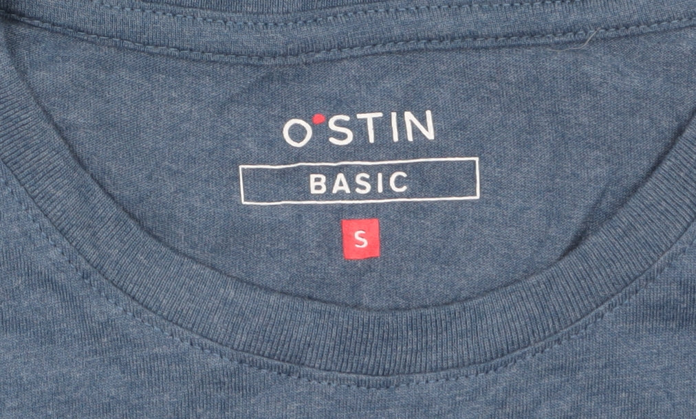 O'STIN Men's Blue Cotton Crew Neck Short Sleeve T-Shirt Size S