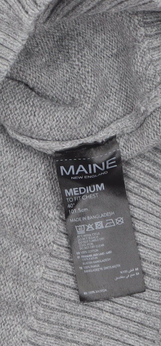 Maine New England Men's Grey Cotton Crew Neck Jumper Medium